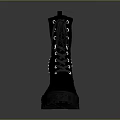 Black Lace Up Ankle Boots With Rivets And Thick Sole Design