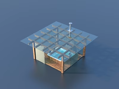 wooden pavilion glass pavilion 3d model