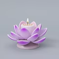 Decorative Lotus Lantern With Purple Pink Petals And Candle Wick On Pink Base