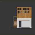 Modern Container Building Design With Wooden Roof Large Windows And White Base