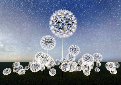 Modern lawn lamp dandelion 3d model