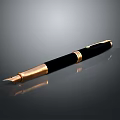 Elegant Black Fountain Pen With Gold Accents And Smooth Shiny Finish
