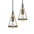 Pair of Modern Chandeliers Featuring Metal Frame and Transparent Glass Globe Shades