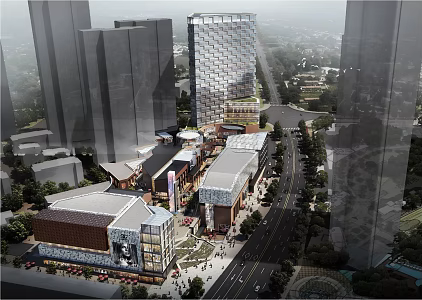modern commercial square building 3d model