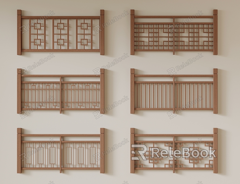 New Chinese Style Railing Solid Wood Railing Chinese Style Railing Solid Wood Railing model