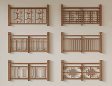 New Chinese Style Railing Solid Wood Railing Chinese Style Railing Solid Wood Railing 3d model