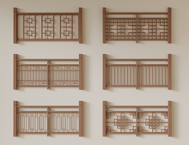 New Chinese Style Railing Solid Wood Railing Chinese Style Railing Solid Wood Railing 3d model