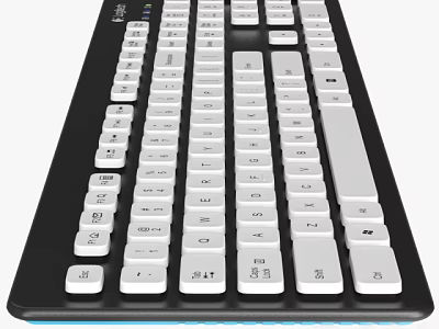 Modern Computer Keyboard With Black And White Design And Numeric Keypad 3d model