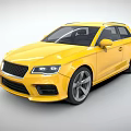 Yellow Sporty Compact Car With Modern Design And Black Alloy Wheels
