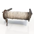 Sturdy Household Rope Reel With Wound Twisted Rope And Metal Stand