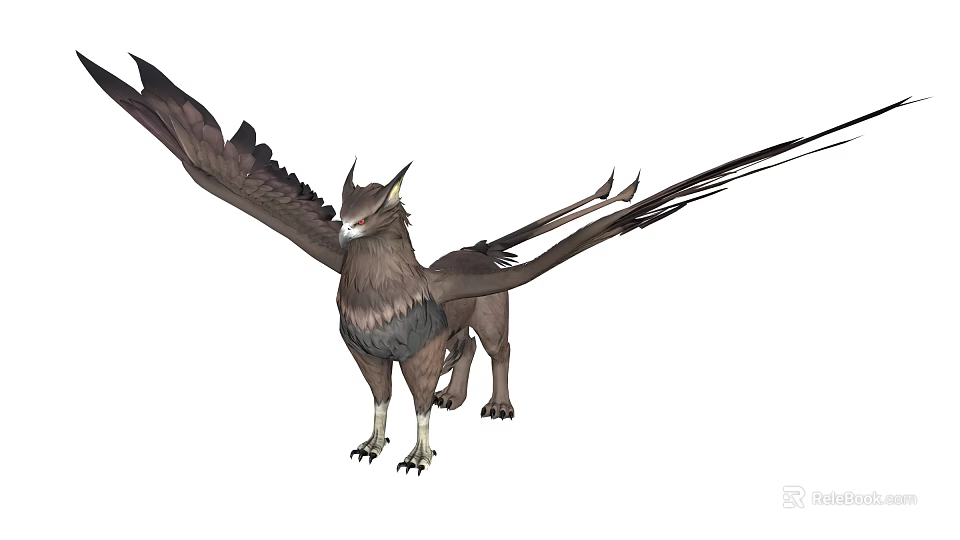 Winged Mythical Creature With Eagle Head Lion Body And Horned Features 3d model 