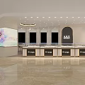 Elegant Jewelry Store Interior With Glass Display Counters Arched Doorways And Ceiling Lighting