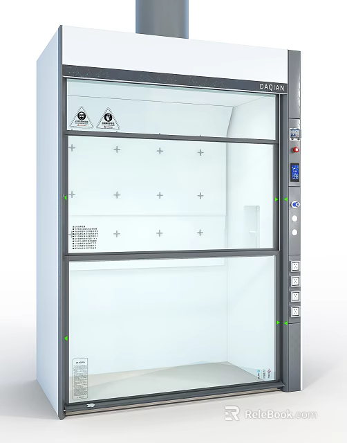 Laboratory Fume Hood With Glass Door Control Panel And Safety Features 3d model 