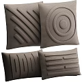 Neutral Tan Throw Pillows With Circular Diagonal Vertical And Horizontal Textured Patterns For Home Decor 3d model