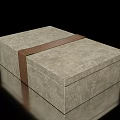 Decorative Ornament Set With Gray Textured Box Brown Strap And Metal Clasp