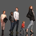 Diverse Group of People Standing Together With Different Outfits And Reflections On Gray Background