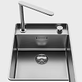 Modern Stainless Steel Blanco Kitchen Sink With Single Lever Faucet And Central Drain
