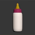 Practical Baby Bottle With White Body Pink Cap And Yellow Nipple Design