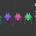 Colorful Fantasy Characters And Creatures Featuring Feather Like Tentacles Multiple Color Variants