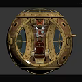 Vintage Spherical Decorative Ornament Combination Featuring Mechanical Interior Control Panel And Metal Details