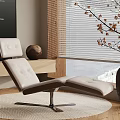 White Leather Recliner Chair with Metal Frame Wooden TV Stand and Snowy Window View
