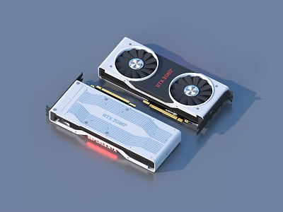 White Gaming Graphics Card With Dual Fan And RGB Lighting Design For PC Build 3d model