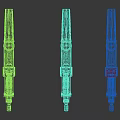 Three Different Designed Pistols With Colorful Patterns And Unique Modern Styles
