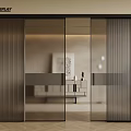 Modern Sliding Glass Doors Interior Design With Sleek Frame And Ribbed Panels
