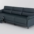 Navy Blue Leather Sectional Sofa Set With Reclining Function Black Legs Modern Design 3d model
