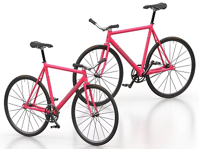 Two Modern Red Bicycles With Sleek Frame And Black Wheels Design 3d model
