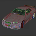 Silver Modified Sports Car With Rear Spoiler And Sleek Exterior Design