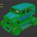 Blue Vintage Toy Car With Large Wheels And Retro Body Design