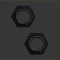 Chrome Plated Hexagonal Metal Nuts With Shiny Reflective Surface On Black Background