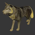 Lifelike Standing Wolf Sculpture With Gray Brown Fur And Natural Posture