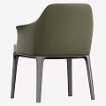 Modern Leather Dining Chair With Curved Backrest And Slim Wooden Legs Design