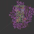 Modern Industrial Factory With Blue Cooling Towers Green Lawns Trees And Pipelines