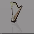 Elegant White And Dark Brown Harp With Decorative Pattern On Light Background