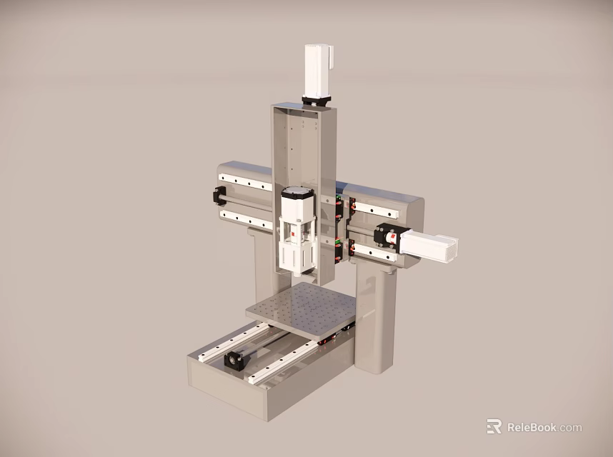 Industrial Precision Equipment For Automated Manufacturing With Robotic Arm And Guide Rails 3d model 