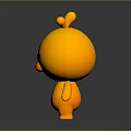Yellow Cartoon Chick Character With Heart Shaped Head Cute Standing Pose Black Background 3D Design