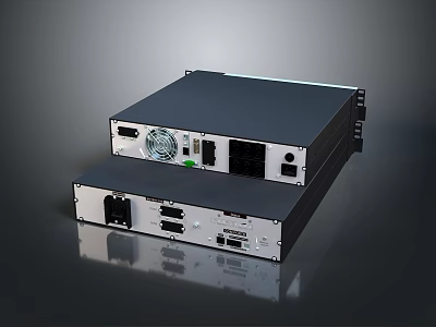 Home Electronic Devices Stacked Black With Interfaces Cooling Fans And Buttons 3d model