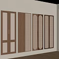 Multiple Brown Wooden And Rattan Wardrobe Doors Mounted On Wall With Natural Light