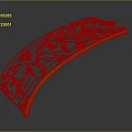 Arched Decorative Fence With Gray And Yellow Intricate Carvings And Scroll Designs