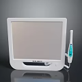 WANDENT White Digital Computer Display with Flat Screen and Handheld Tool 3d model
