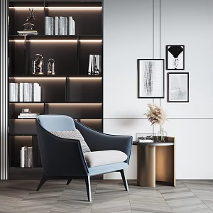 Modern Single Sofa Coffee Table Combination 3d model