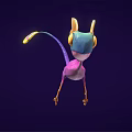 Colorful Fantasy Lizard Creature with Long Tail Flower Shaped Head and Vibrant Purple Blue Body
