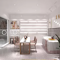 Modern Beauty Salon Interior With Stylish Furniture Display Shelves Green Plants And Treatment Tables