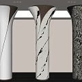 Modern Decorative Columns with Various Textures and Contemporary Design for Interior Spaces 3d model
