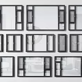 Various Modern Window Frame Styles with Different Glass Panel Designs 3d model
