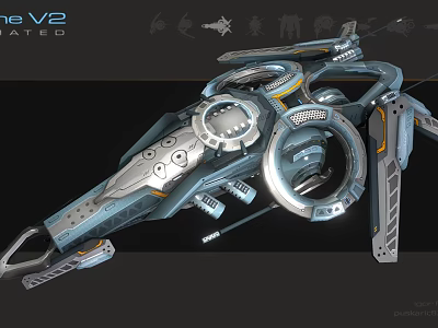 The V2 Futuristic Mechanical Design Featuring Circular Components And Metallic Structures 3d model