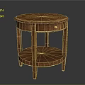 Wooden Bedside Table Featuring Round Top Single Drawer And Lower Shelf 3d model